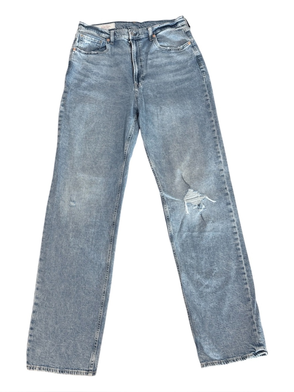 GAP Light Blue Straight-Leg Jeans with Distressed Knee